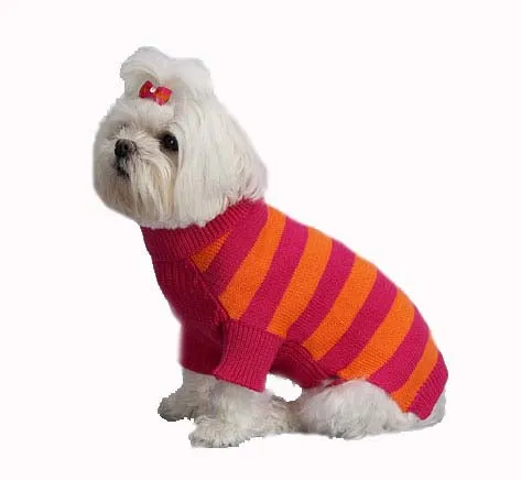 Dog Sweaters-Azalea   Orange Rugby Stripe Size 14"