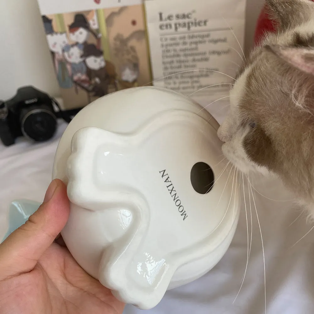 MOONXIAN pet feeding bowl,Ceramic Raised Pet Feeding Food Water Bowls  Stand for 2 Cats Kitten Small Dogs Puppy Dishwasher Safe