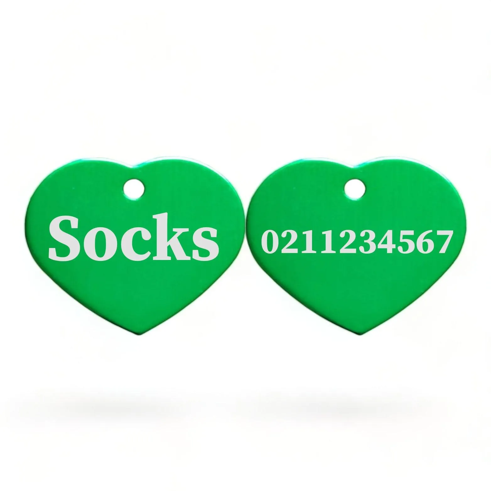 Name Front & Number Back | Heart Aluminum | Cat, Kitten & Dog ID Pet Tag