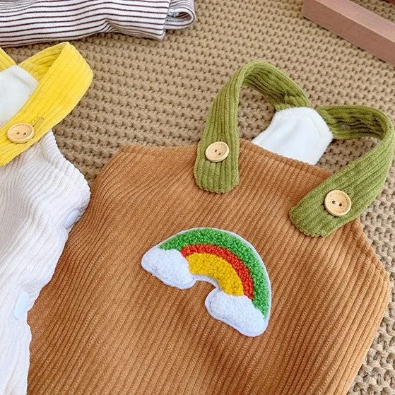 Rainbow Pet Jumpsuit and Stripes Sweatshirt